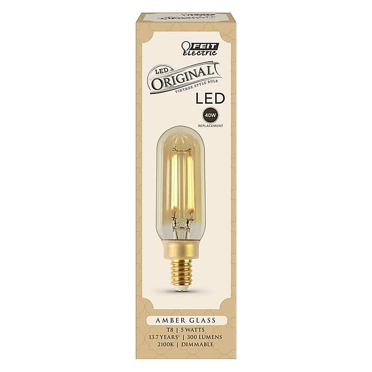 Feit Electric T8C/VG/LED T8 E12 (Candelabra) LED Bulb Amber 40 W 1/Pack