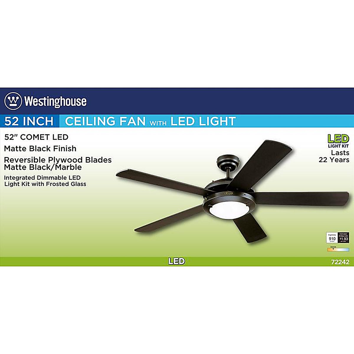 Westinghouse 72242 Comet 52 in. Matte LED Indoor Ceiling Fan