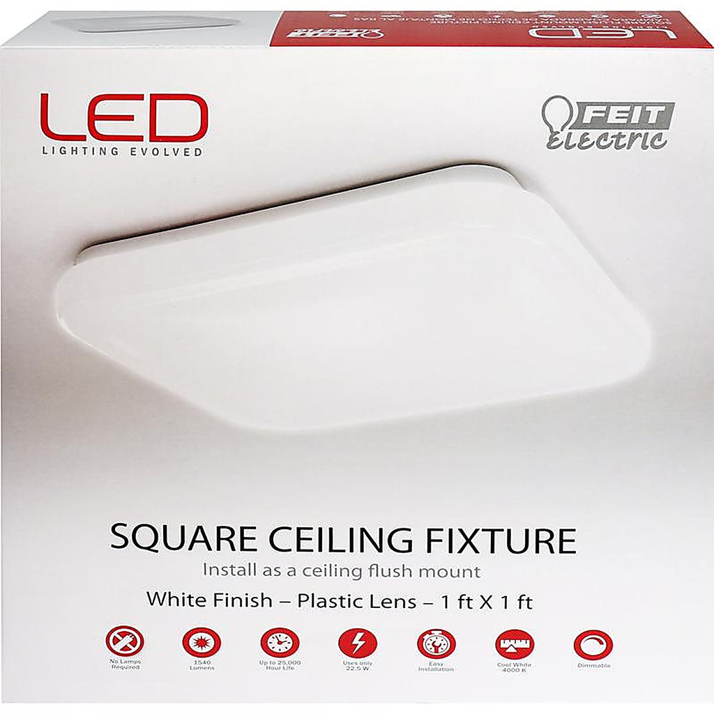 Feit Electric 71800 3.5 in. H X 12 in. W X 12 in. L White LED Ceiling Light Fixture
