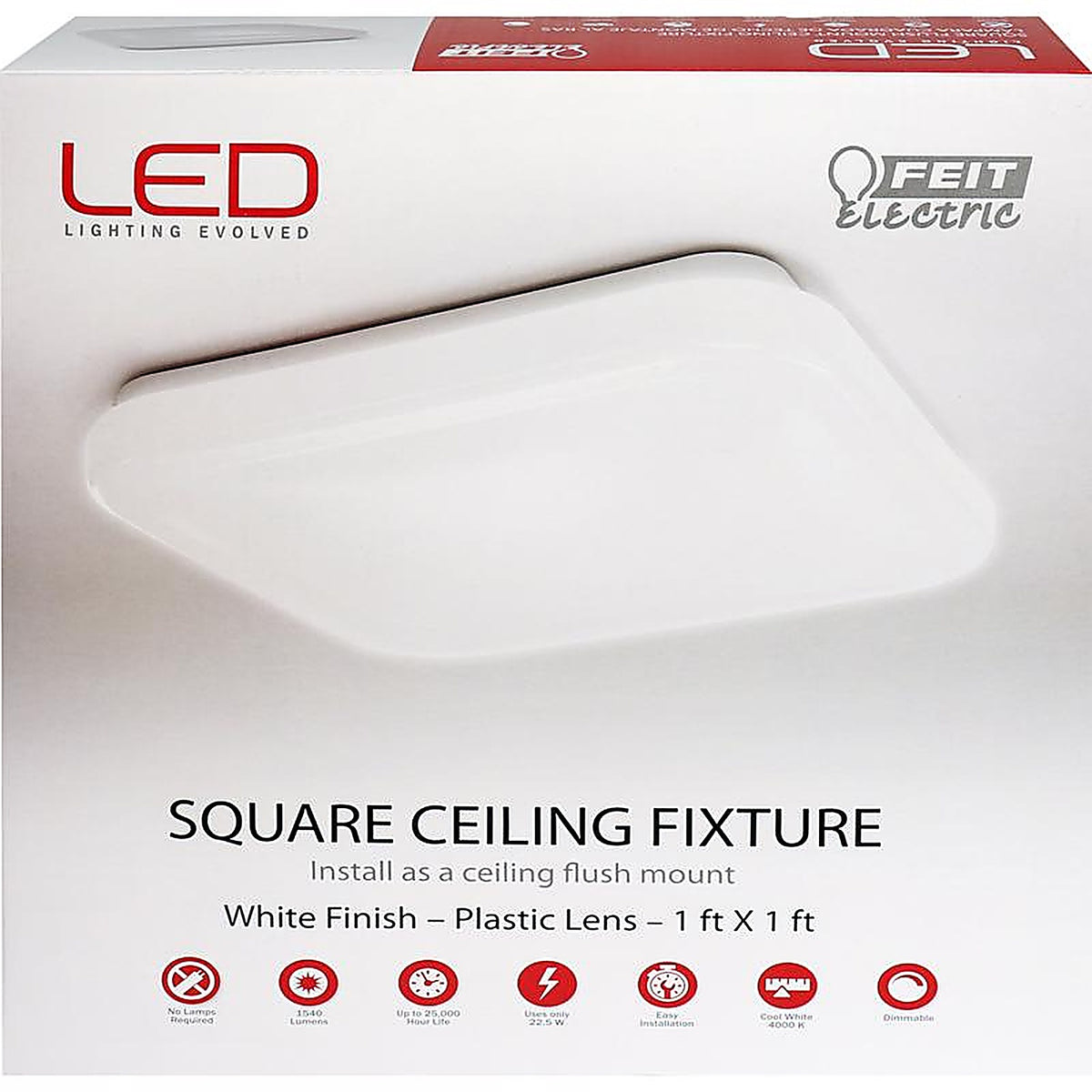 Feit Electric 71800 3.5 in. H X 12 in. W X 12 in. L White LED Ceiling Light Fixture