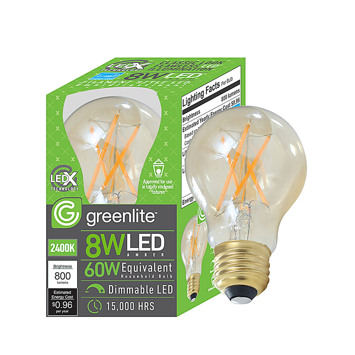 Greenlite - 48856 - A19 E26 (Medium) LED Bulb Amber 60 Watt Equivalence 1 Pack