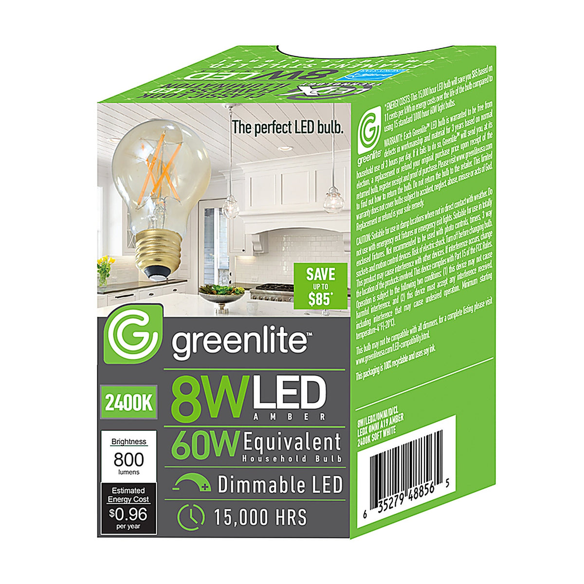 Greenlite - 48856 - A19 E26 (Medium) LED Bulb Amber 60 Watt Equivalence 1 Pack