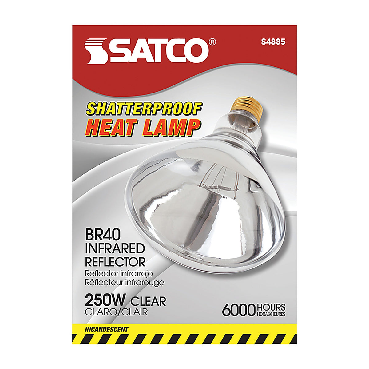 Satco - S4885 - 250 W Br40 Heat Lamp Incandescent Bulb E26 (Medium) Warm White 1 Pack