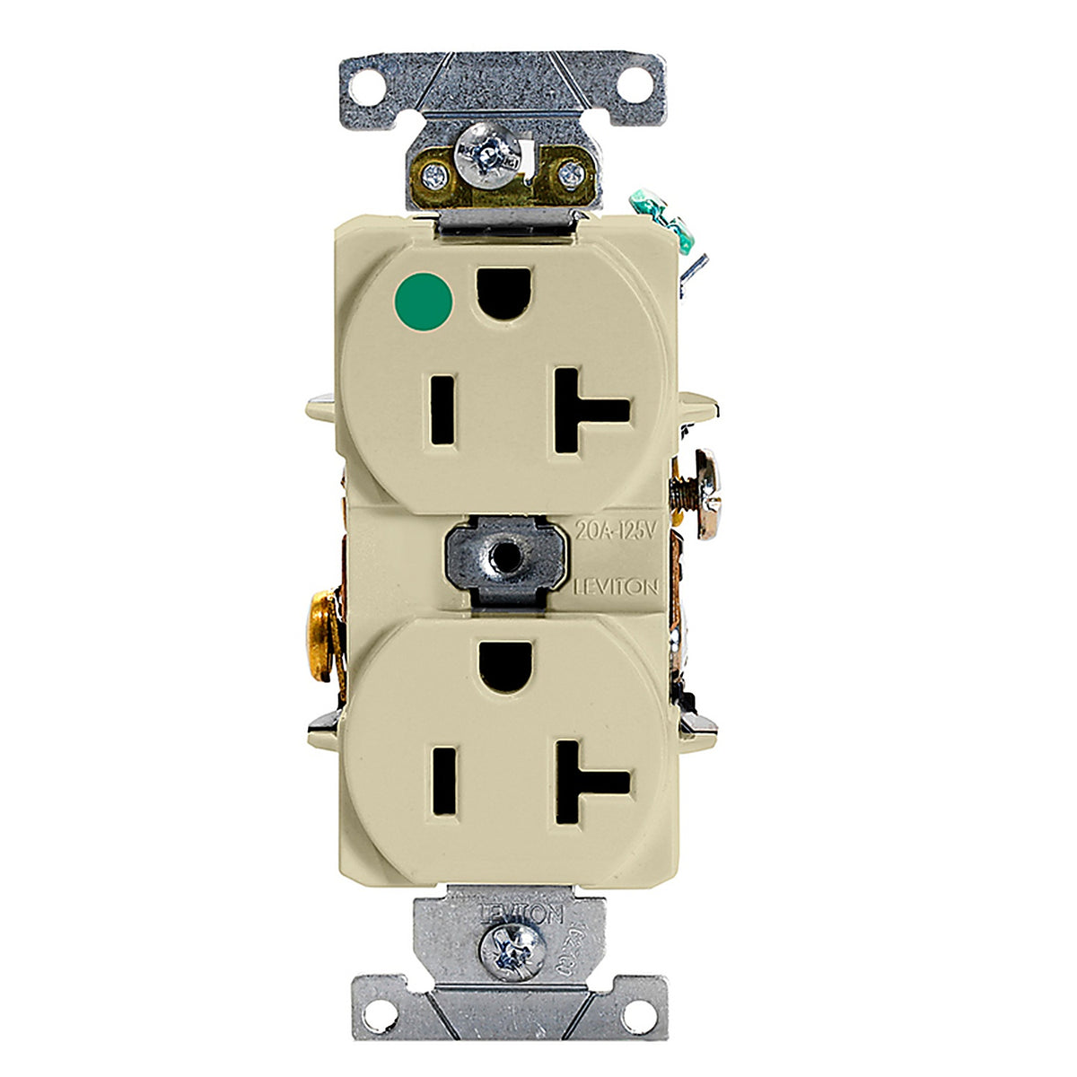 Leviton - 08300-0HI - 20 Amps 125 V Duplex Ivory Heavy Duty Hospital Grade Outlet 5-20R 1 Pack