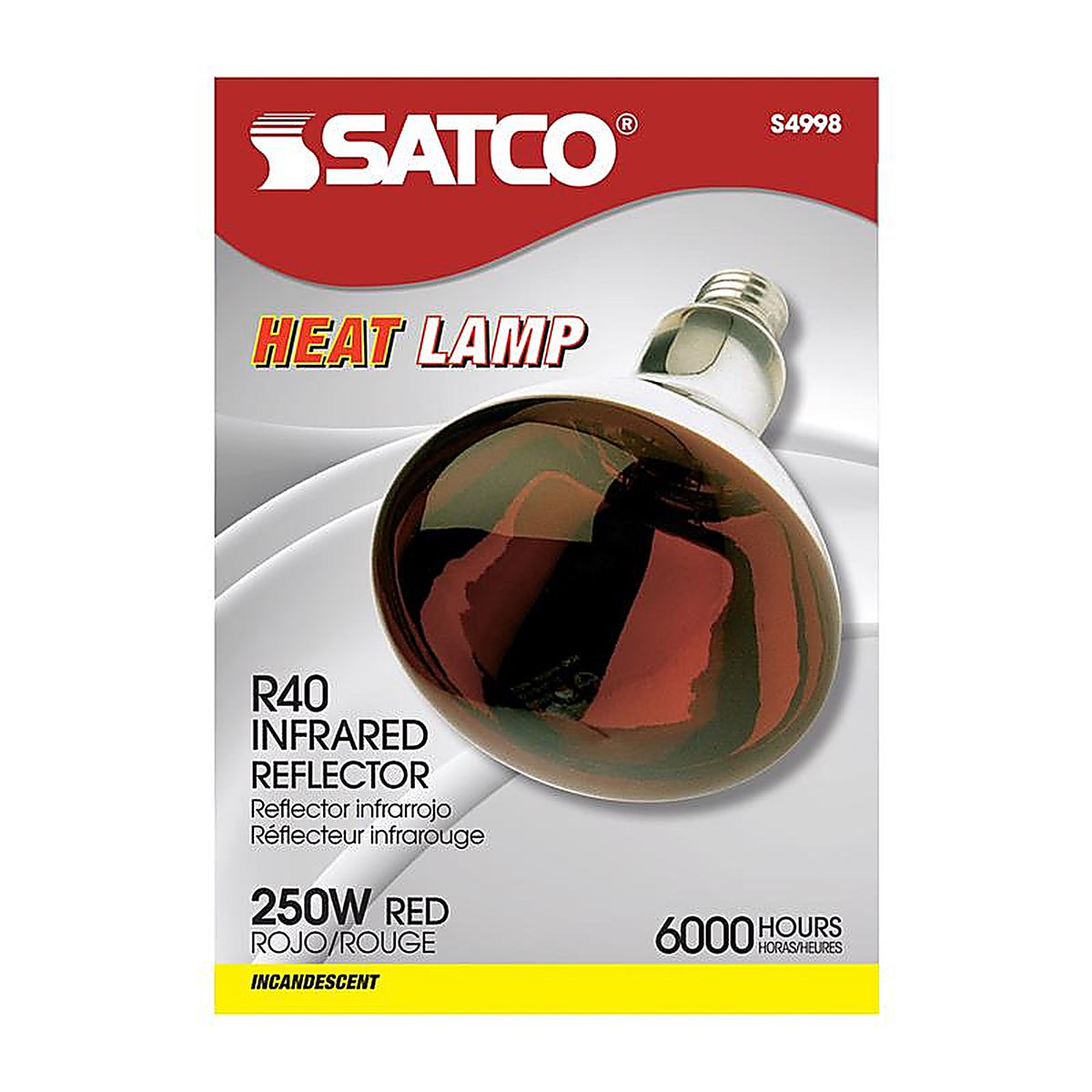 Satco - S4998 - 250 W R40 Heat Lamp Incandescent Bulb E26 (Medium) Red 1 Pack