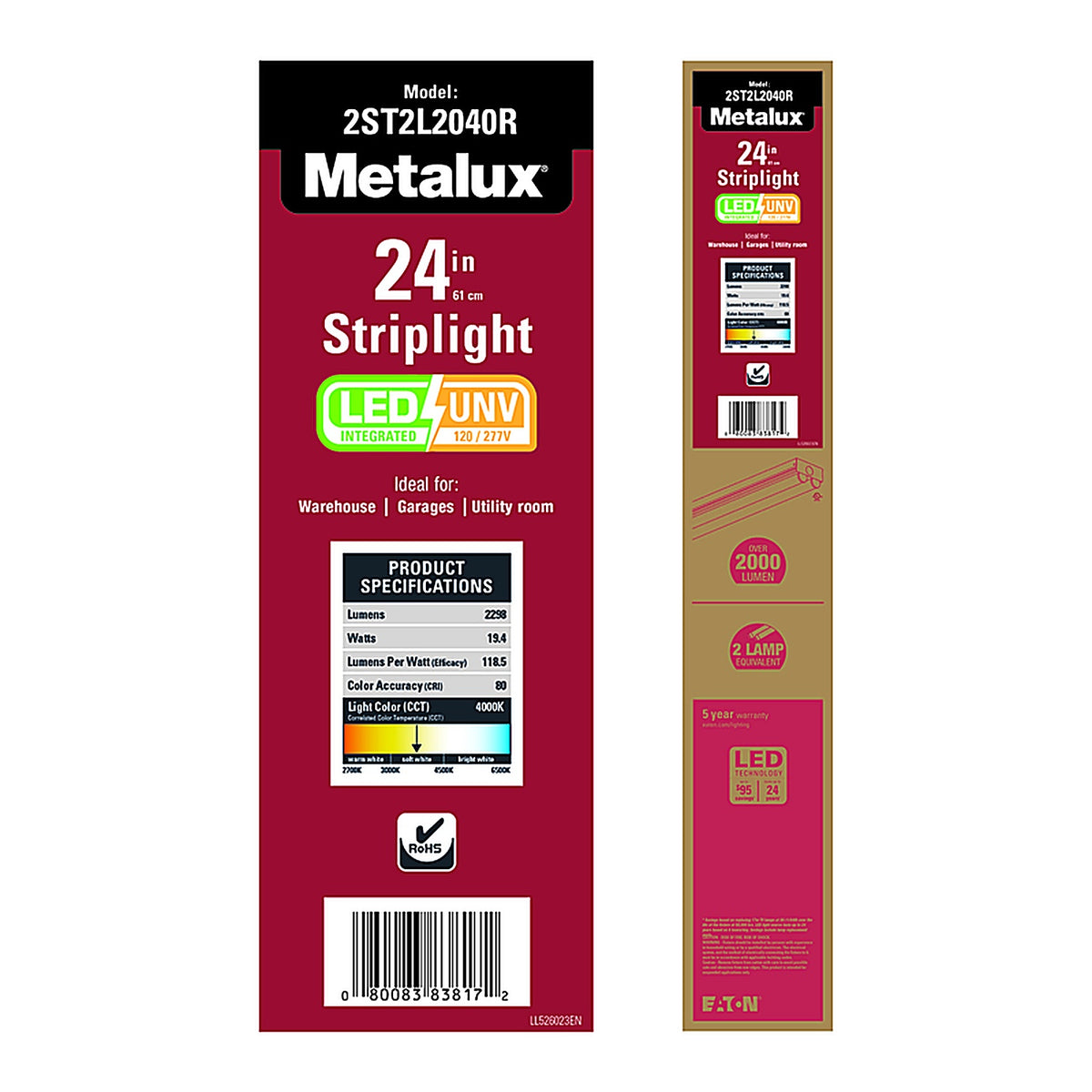 Metalux - 2ST2L2040R - 24 In. L White Hardwired LED Strip Light 2298 LM