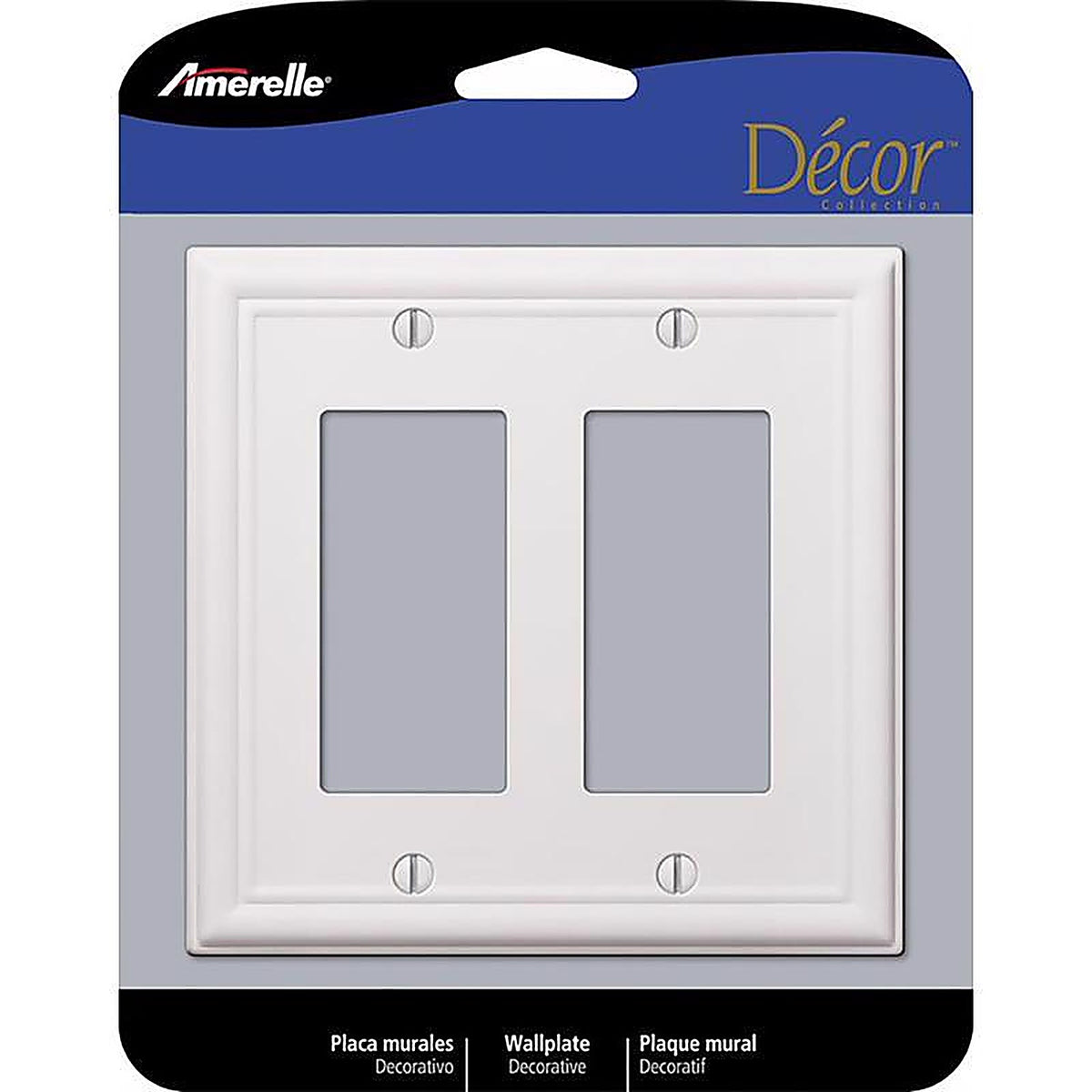 Amerelle 149RRW Chelsea White 2 gang Stamped Steel Rocker Wall Plate 1/Pack
