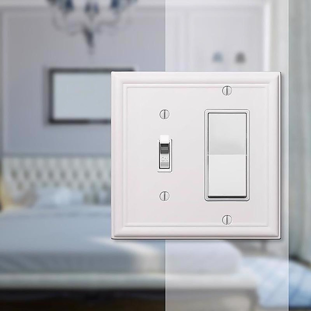 Amerelle 149TRW Chelsea White 2 gang Stamped Steel Rocker/Toggle Wall Plate 1/Pack