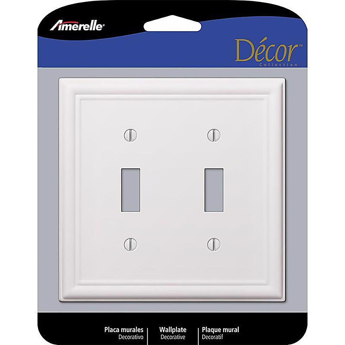 Amerelle 149TTW Chelsea White 2 gang Stamped Steel Toggle Wall Plate 1/Pack
