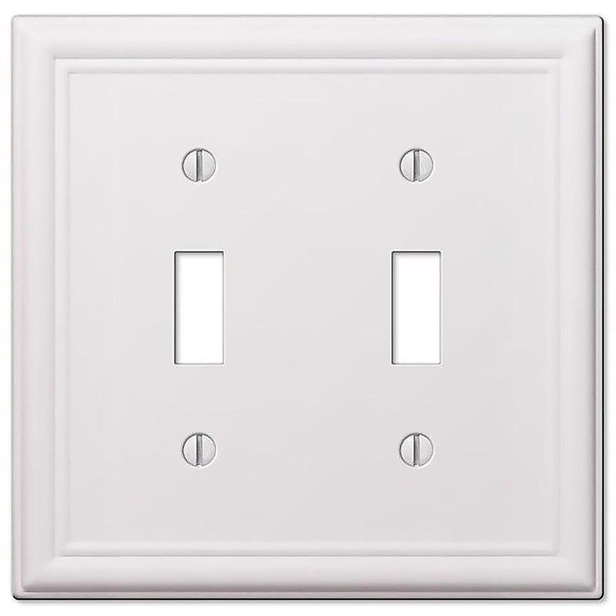 Amerelle 149TTW Chelsea White 2 gang Stamped Steel Toggle Wall Plate 1/Pack