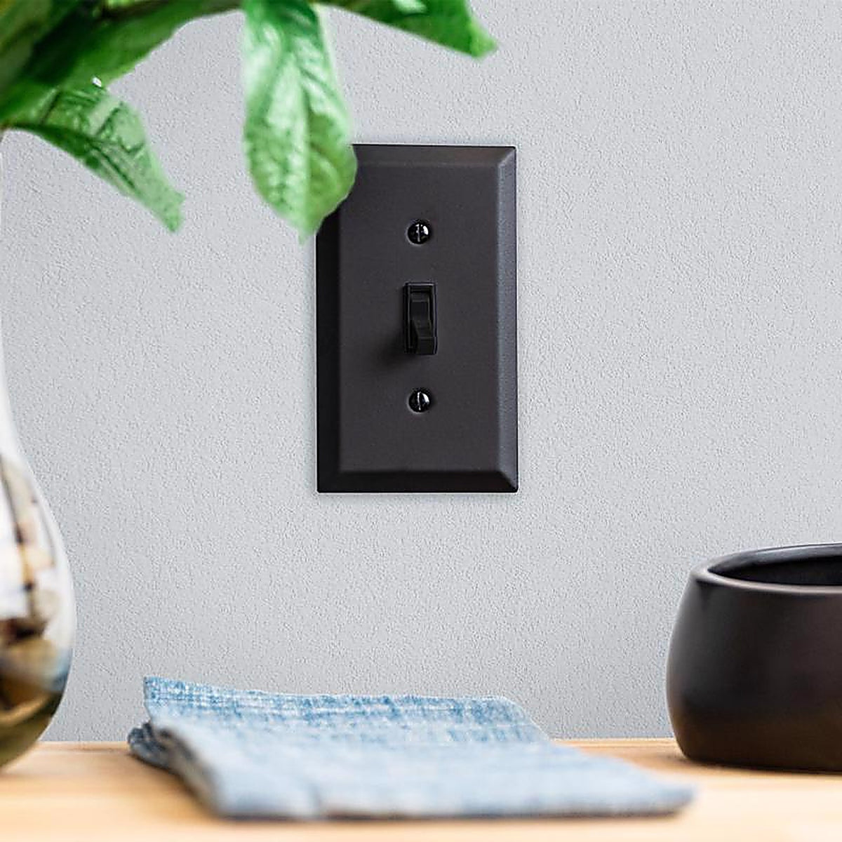 Amerelle 163DMB Century Matte Black 2 gang Stamped Steel Duplex Wall Plate 1/Pack