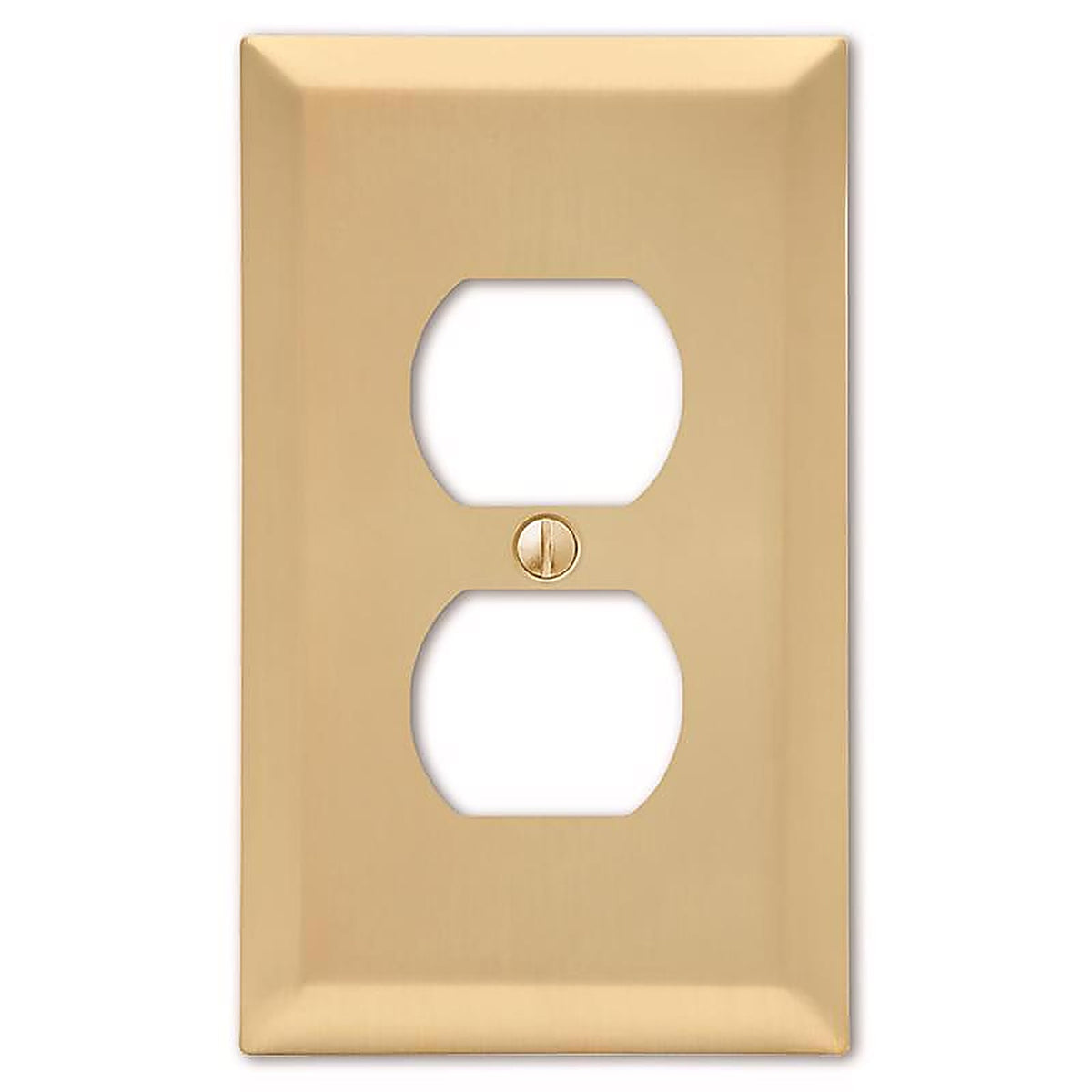 Amerelle 163DSB Century Satin Brass Brass 2 gang Stamped Steel Duplex Outlet Wall Plate 1/Pack