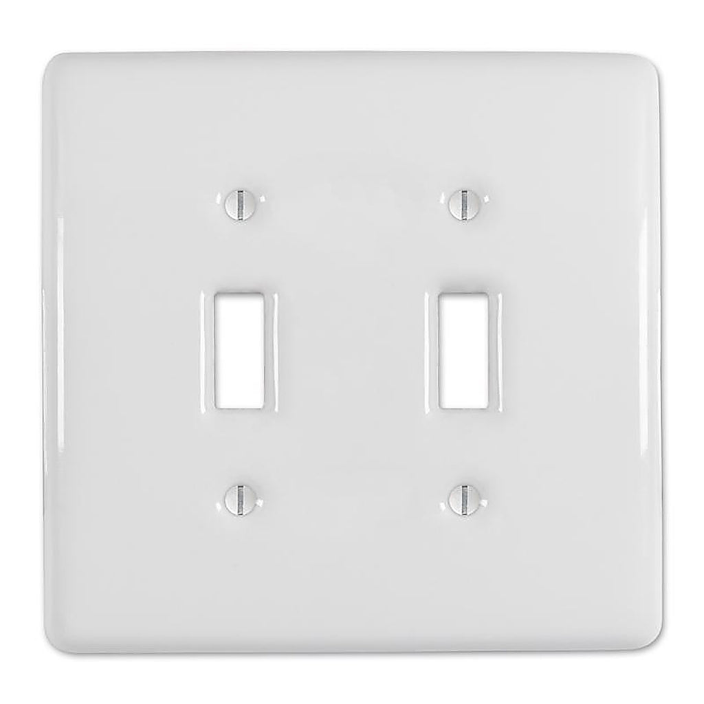 Amerelle 3000TTW Metro White 2 gang Ceramic Toggle Wall Plate 1 pk