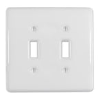 Amerelle 3000TTW Metro White 2 gang Ceramic Toggle Wall Plate 1 pk