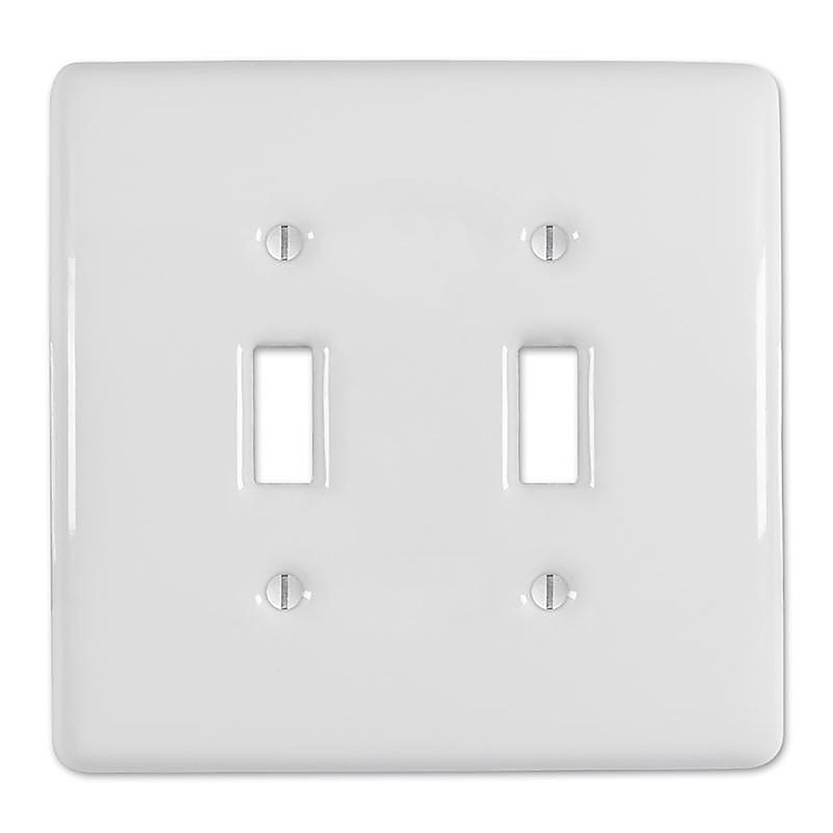 Amerelle 3000TTW Metro White 2 gang Ceramic Toggle Wall Plate 1 pk