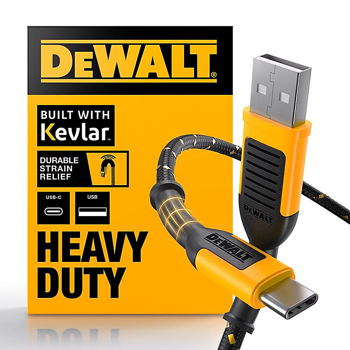 DeWalt - 131 1348 DW2 - USB to Type C Cable 6 ft. Black/Yellow