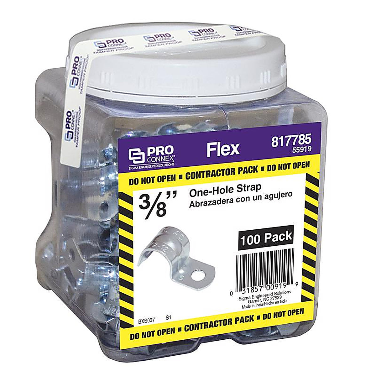 Sigma Electric - 55919 - Proconnex 3/8 In. D Zinc-Plated Steel 1 Hole Strap 100 Pack