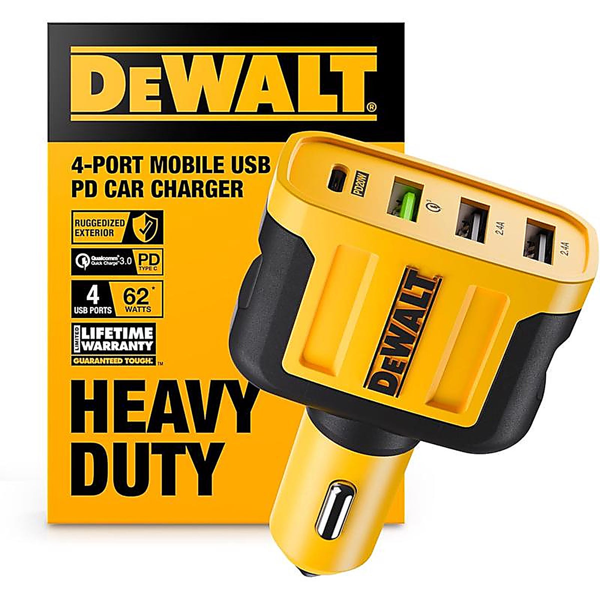 DeWalt - 141 9009 DW2 - 4 Port Car Cell Phone Charger 1 Pack