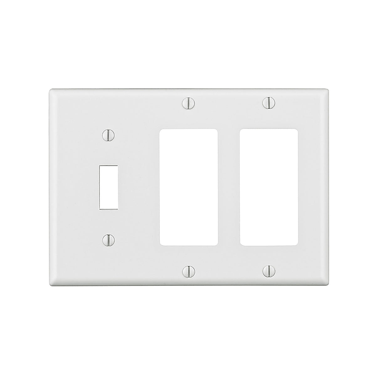 Leviton - 80431-00W - White 3 Gang Thermoset Plastic Decorator/Toggle Wall Plate 1 Pack