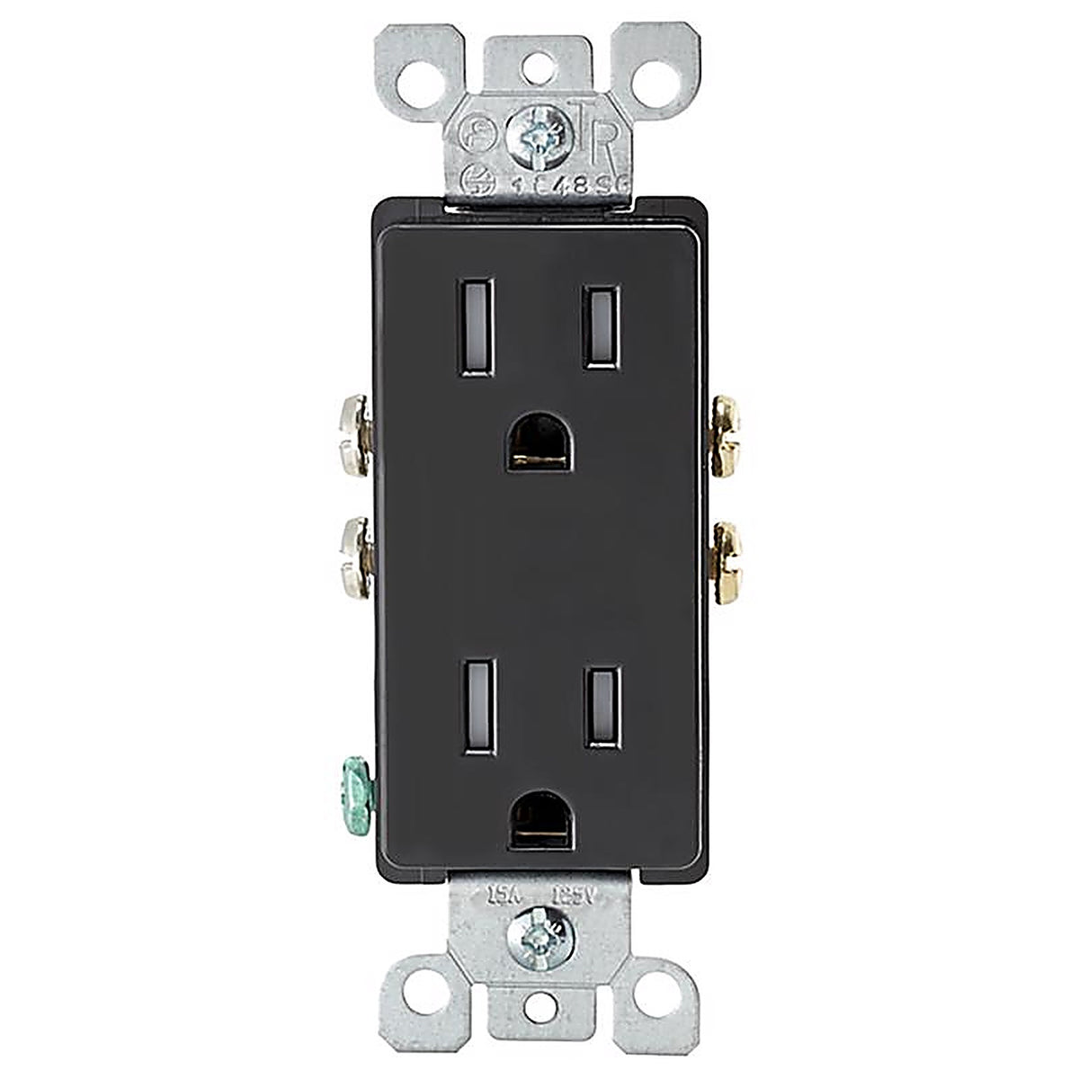 Leviton - T5325-00E - Decora 15 Amps 125 V Duplex Black Outlet 5-15R 1 Pack