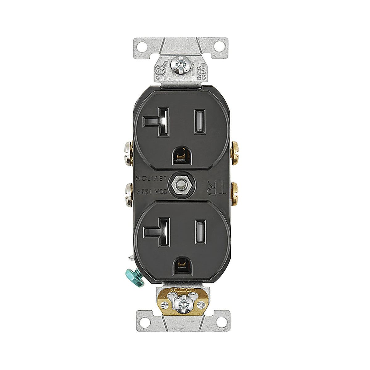 Leviton - TBR20-00E - 20 Amps 125 V Duplex Black Outlet 5-20R 1 Pack