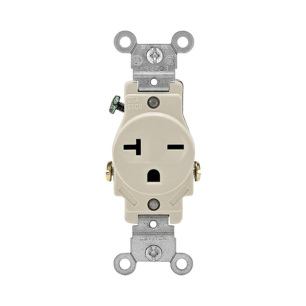 Leviton - 05821-0TS - 20 Amps 250 V Single Light Almond Outlet 6-20R 1 Pack