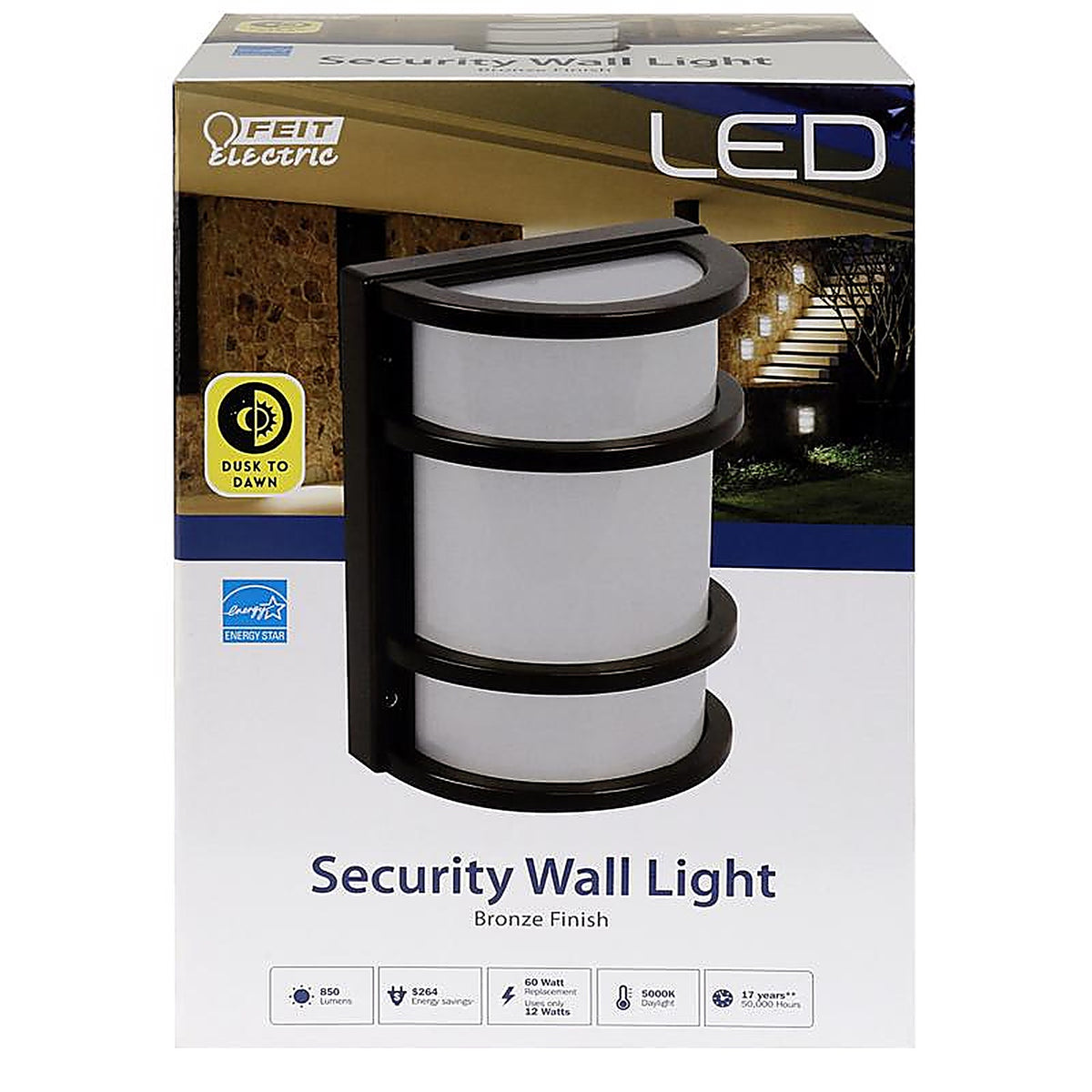 Feit Electric 73702 Dusk to Dawn Hardwired LED Bronze Security Wall Light