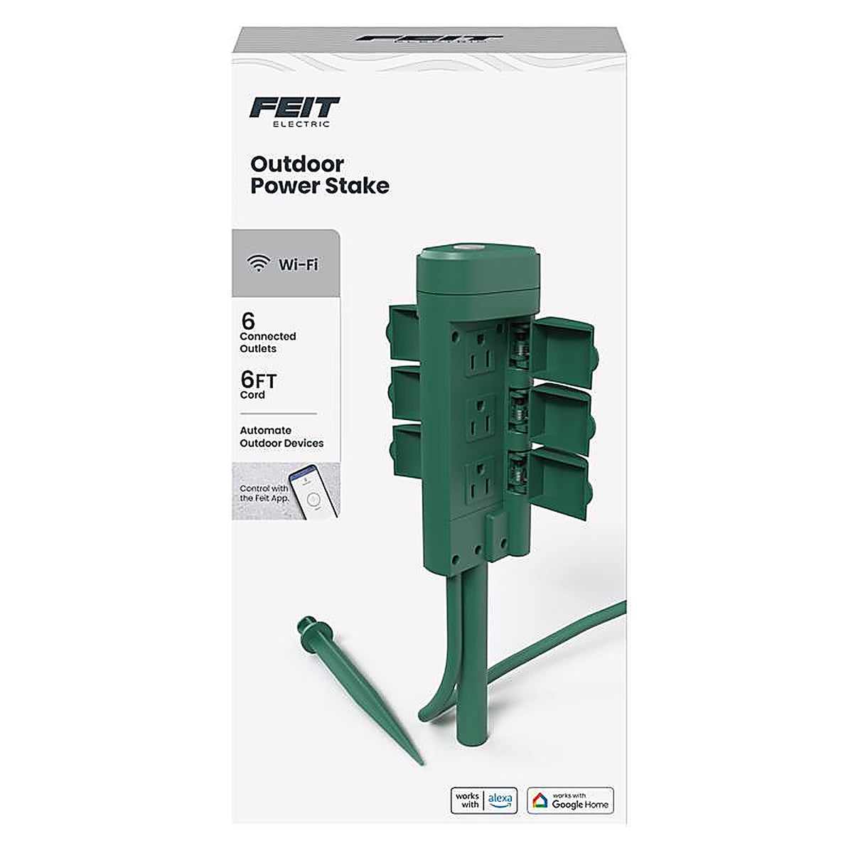Feit Electric PLUGWIFISTKWP Outdoor 6 ft. L Green Smart Outlet Stake With WiFi