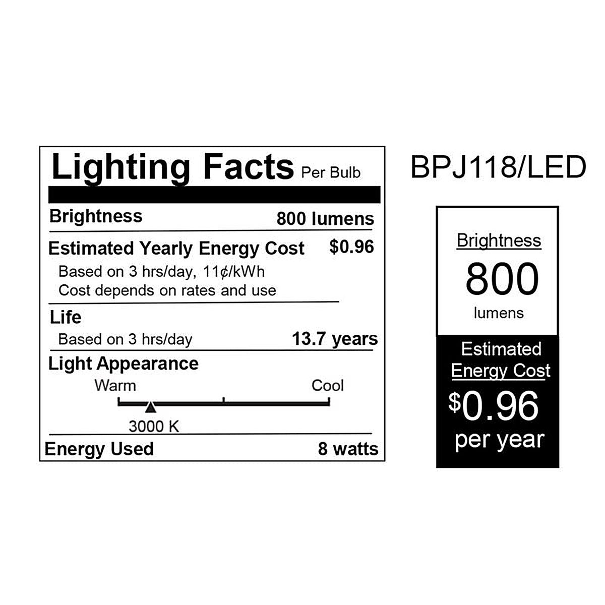 Feit - BPJ118/LED - R7s R7 LED Bulb Bright White 60 Watt Equivalence 1 Pack