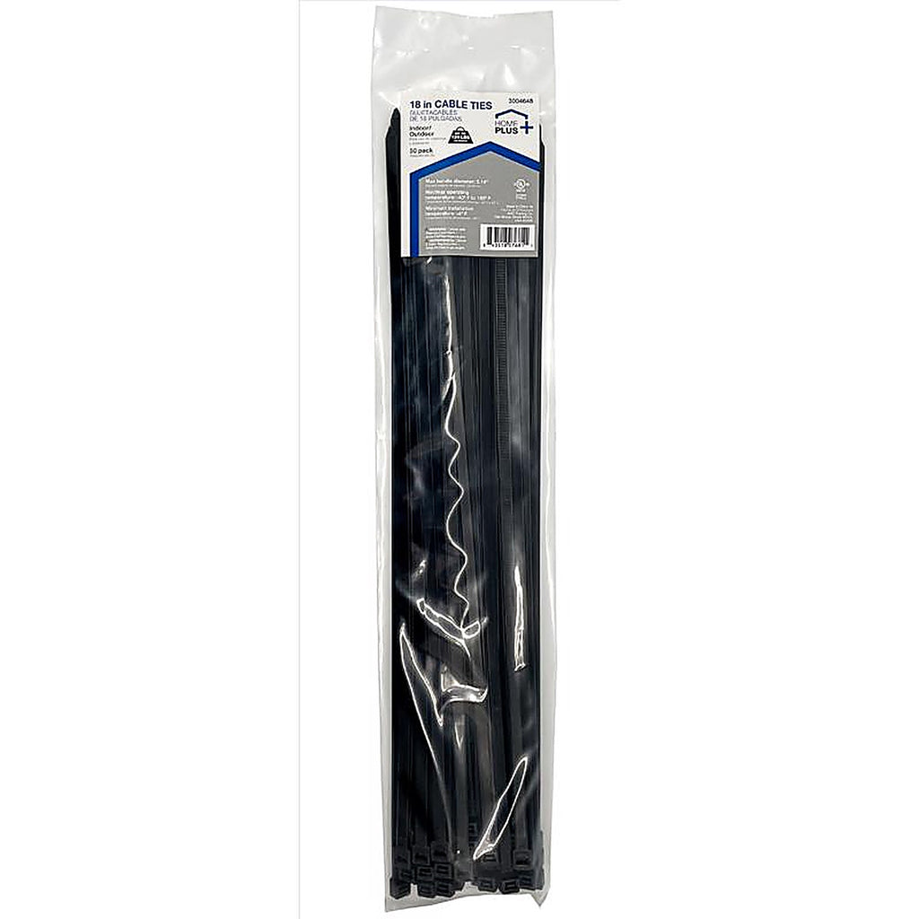 Home Plus LH-HD-450-18-BK 18 in. L Black Cable Tie 100/Pack