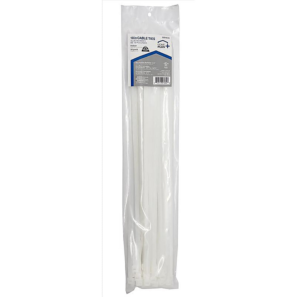 Home Plus LH-HD-450-18-N 18 in. L White Cable Tie 50/Pack