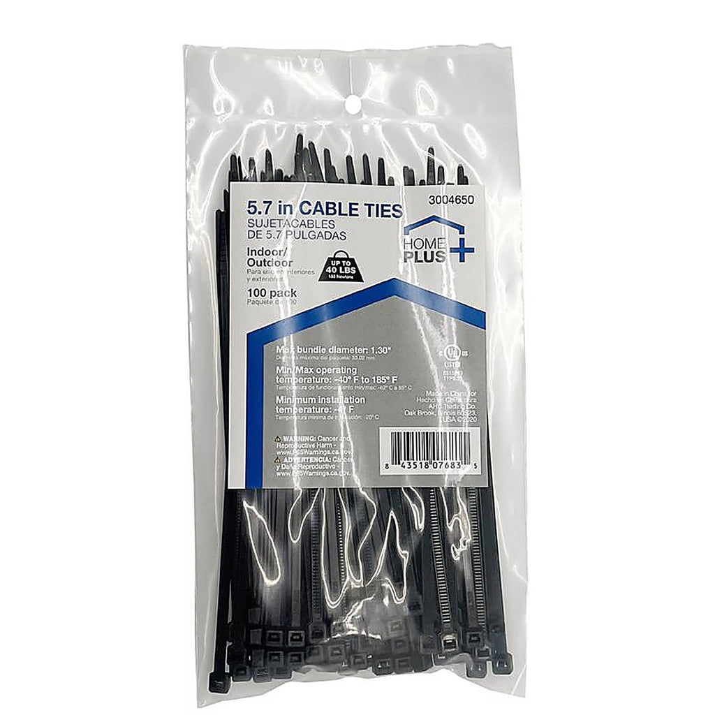 Home Plus LH-I-140-5-BK 5.7 in. L Black Cable Tie 100/Pack