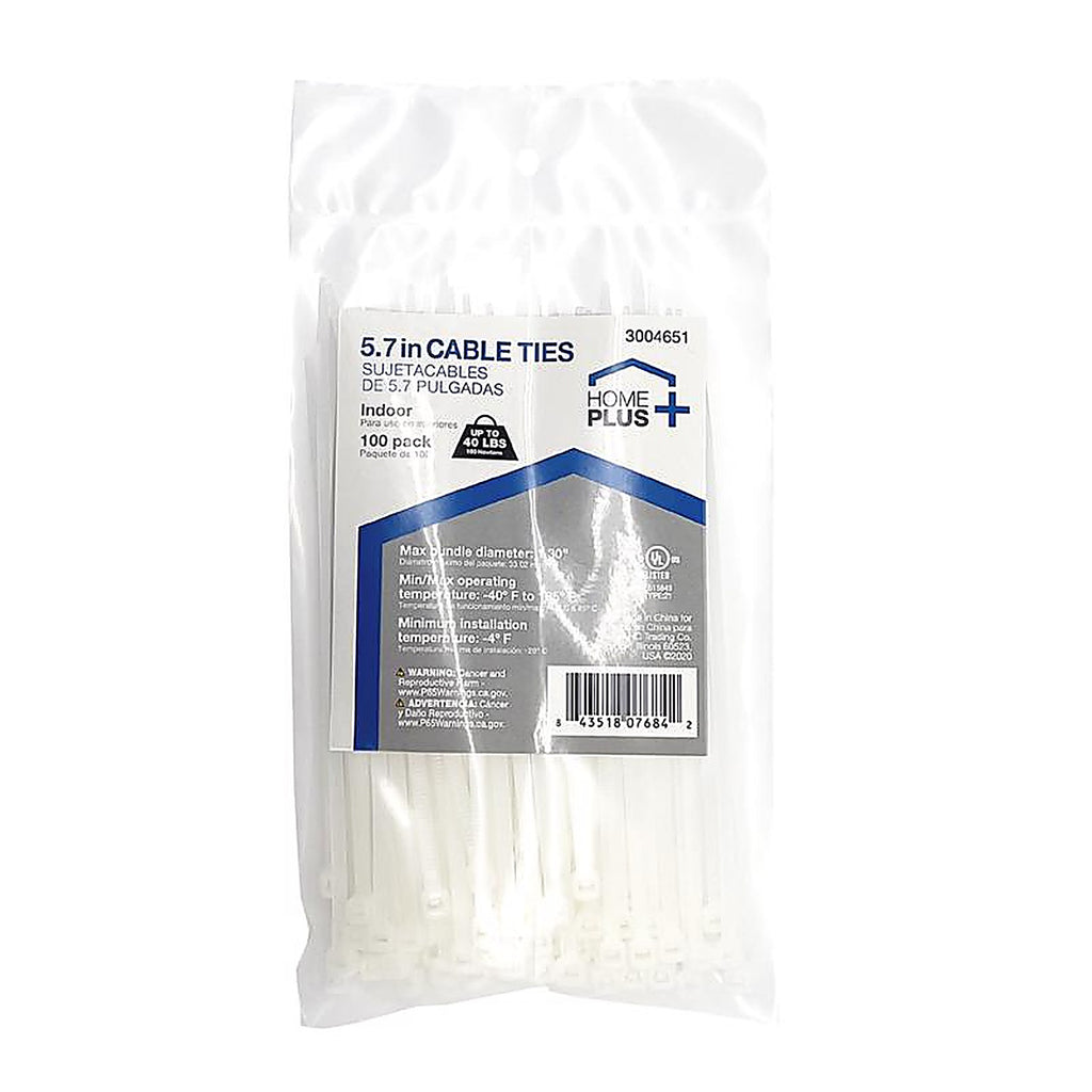 Home Plus LH-I-140-5-N 5.7 in. L White Cable Tie 100/Pack