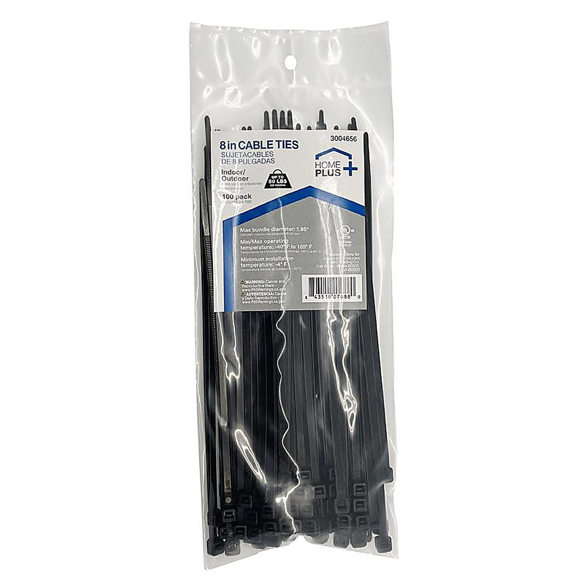 Home Plus LH-S-200-8-BK 8 in. L Black Cable Tie 100/Pack