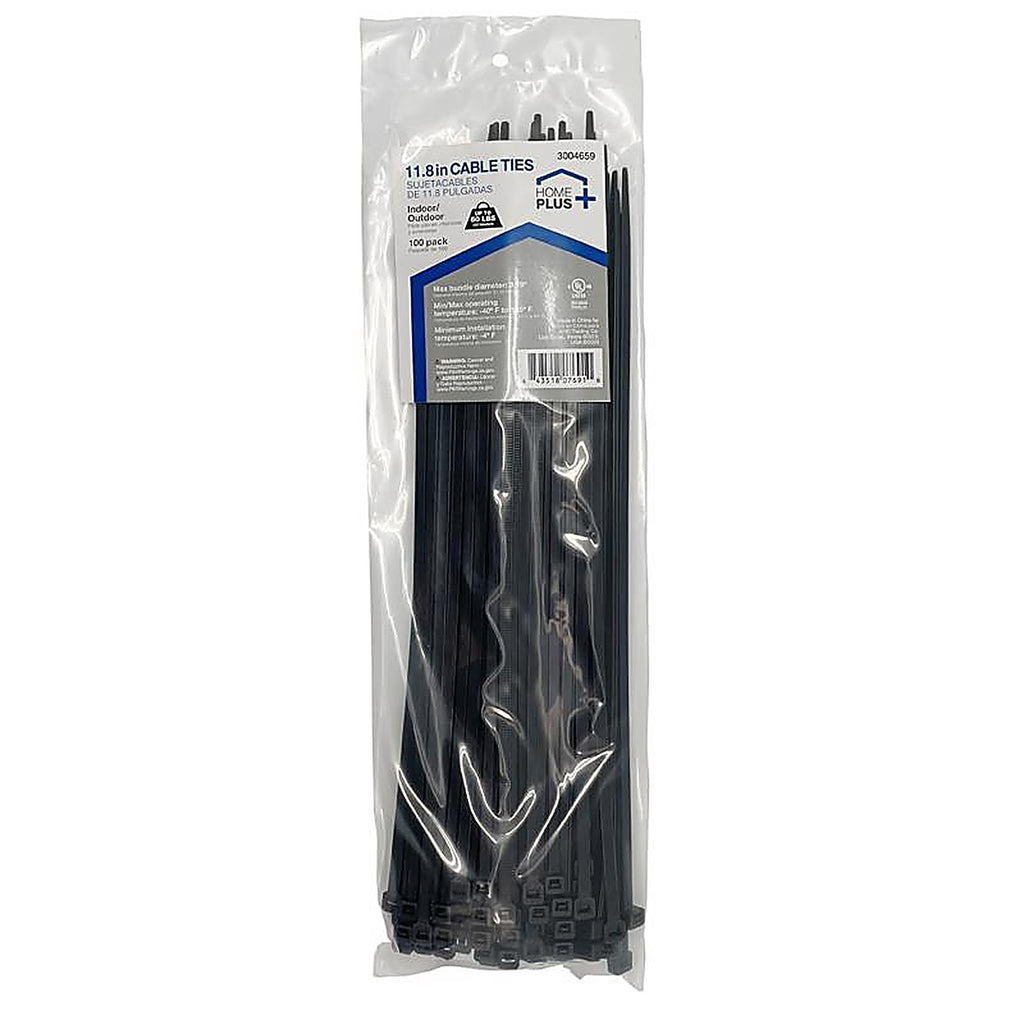 Home Plus LH-S-300-12-B 11.8 in. L Black Cable Tie 100/Pack
