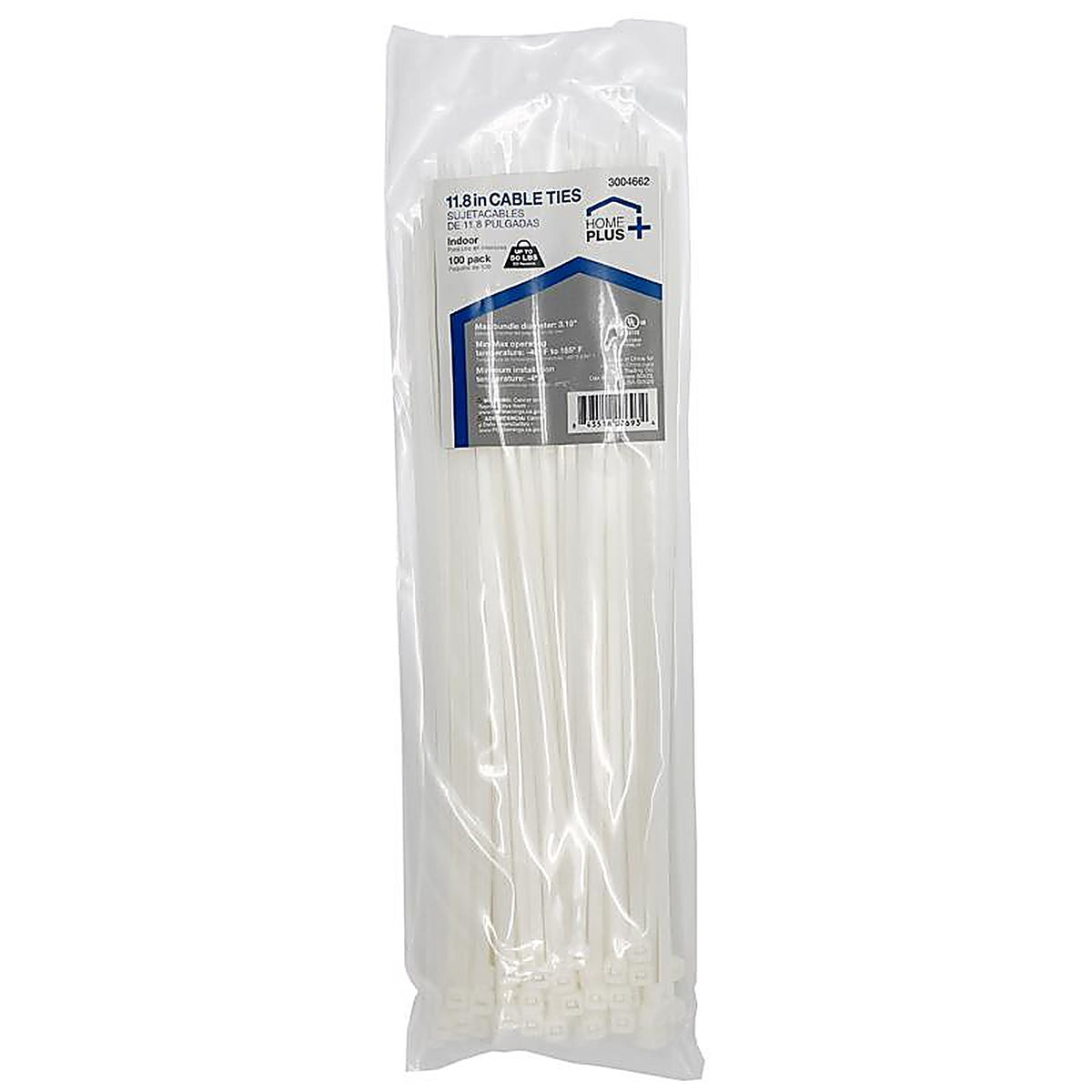 Home Plus LH-S-300-12-N 11.8 in. L White Cable Tie 100/Pack