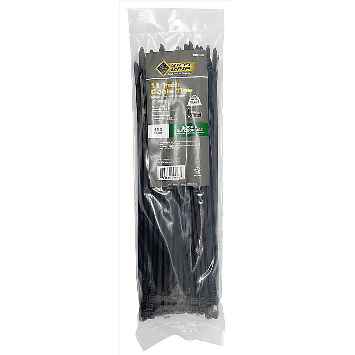 Steel Grip 75S-280-11-UVC 11 in. L Black Cable Tie 100/Pack