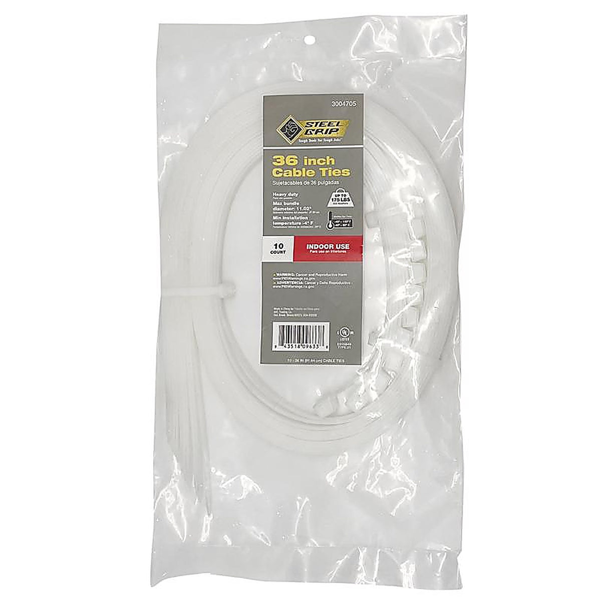 Steel Grip EHD-920-36-N10 36 in. L White Cable Tie 10/Pack