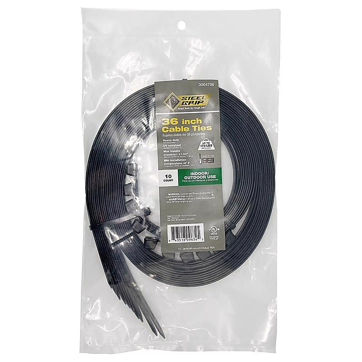 Steel Grip EHD-920-36-UV10 36 in. L Black Cable Tie 10/Pack