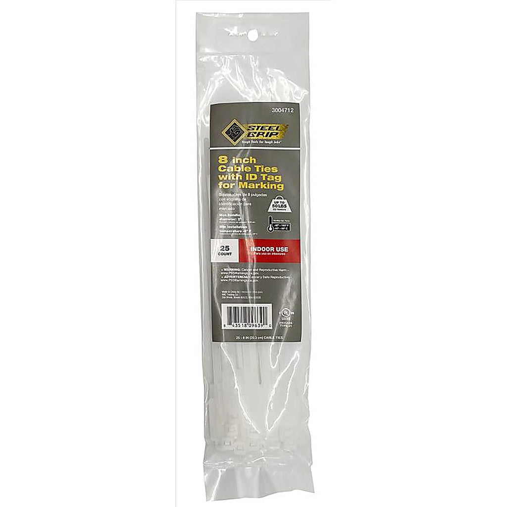 Steel Grip M-S-200-8-N25 8 in. L White Cable Tie 25/Pack