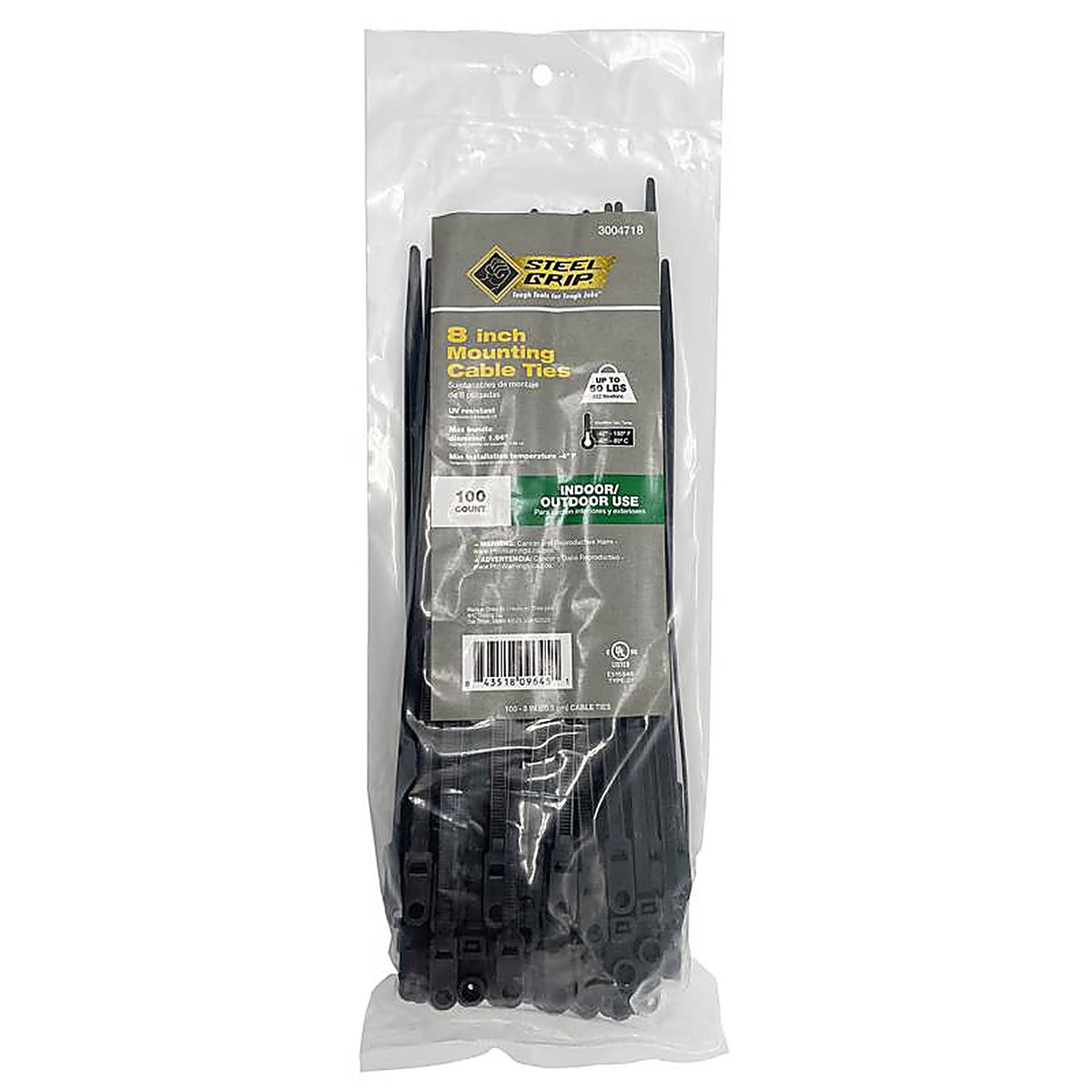 Steel Grip MT-S-200-8-UVC 8 in. L Black Cable Tie 100/Pack