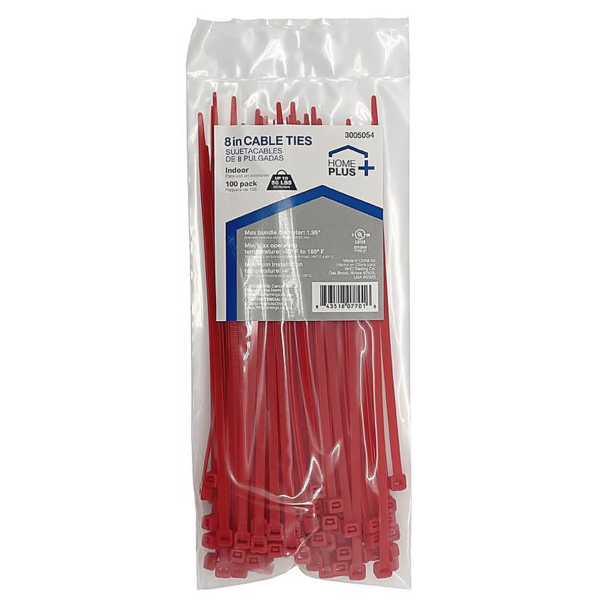 Home Plus LH-S-200-8-RD 8 in. L Red Cable Tie 100/Pack
