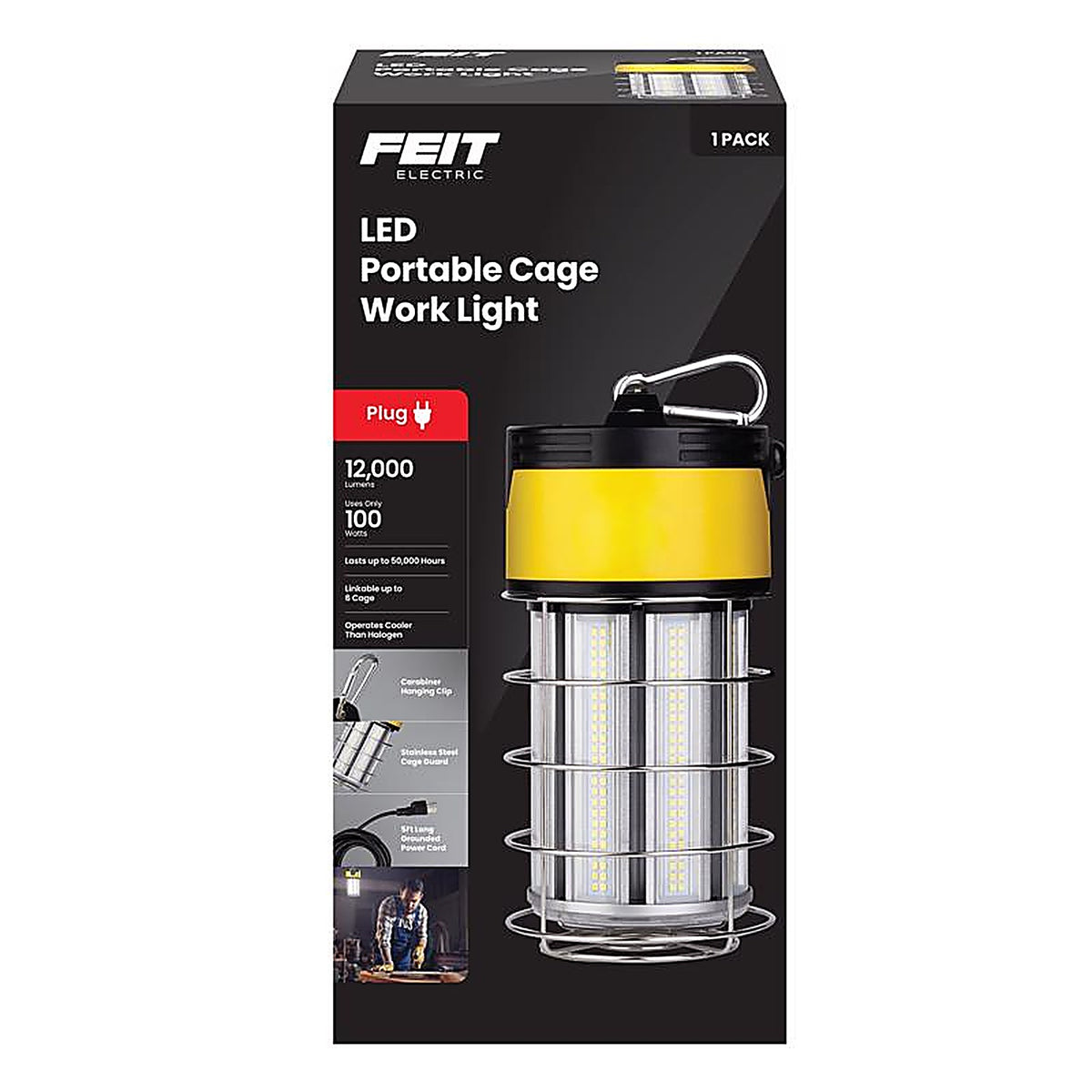 Feit Electric WORKCAGE12000PL Pro Series 12000 lm LED Corded String/Linkable Work Light