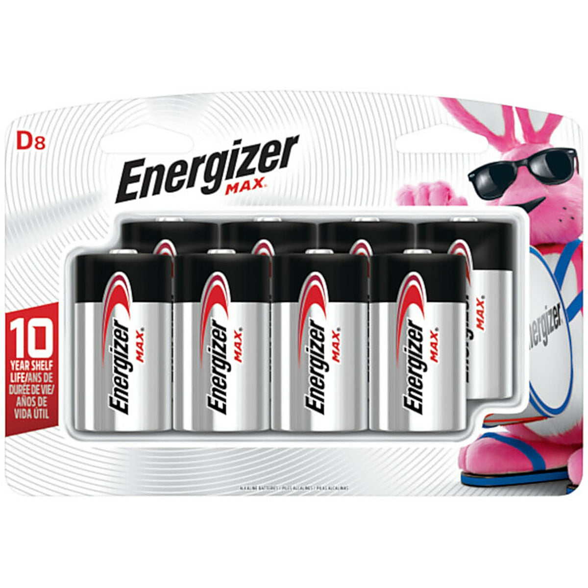 Energizer E95BP-8H Max D Alkaline Batteries 8 pk Carded