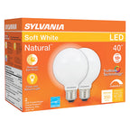 Sylvania 40765 Natural G25 E26 (Medium) LED Bulb Soft White 40 W 2 pk