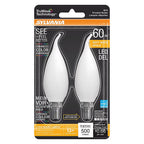 Sylvania 40781 Natural B10 E12 (Candelabra) LED Bulb Soft White 60 W 2 pk