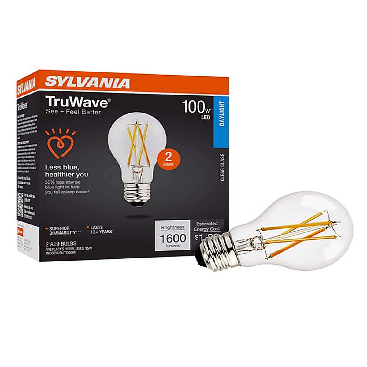 Sylvania 49828 Natural A21 E26 (Medium) LED Bulb Daylight 100 W 2 pk