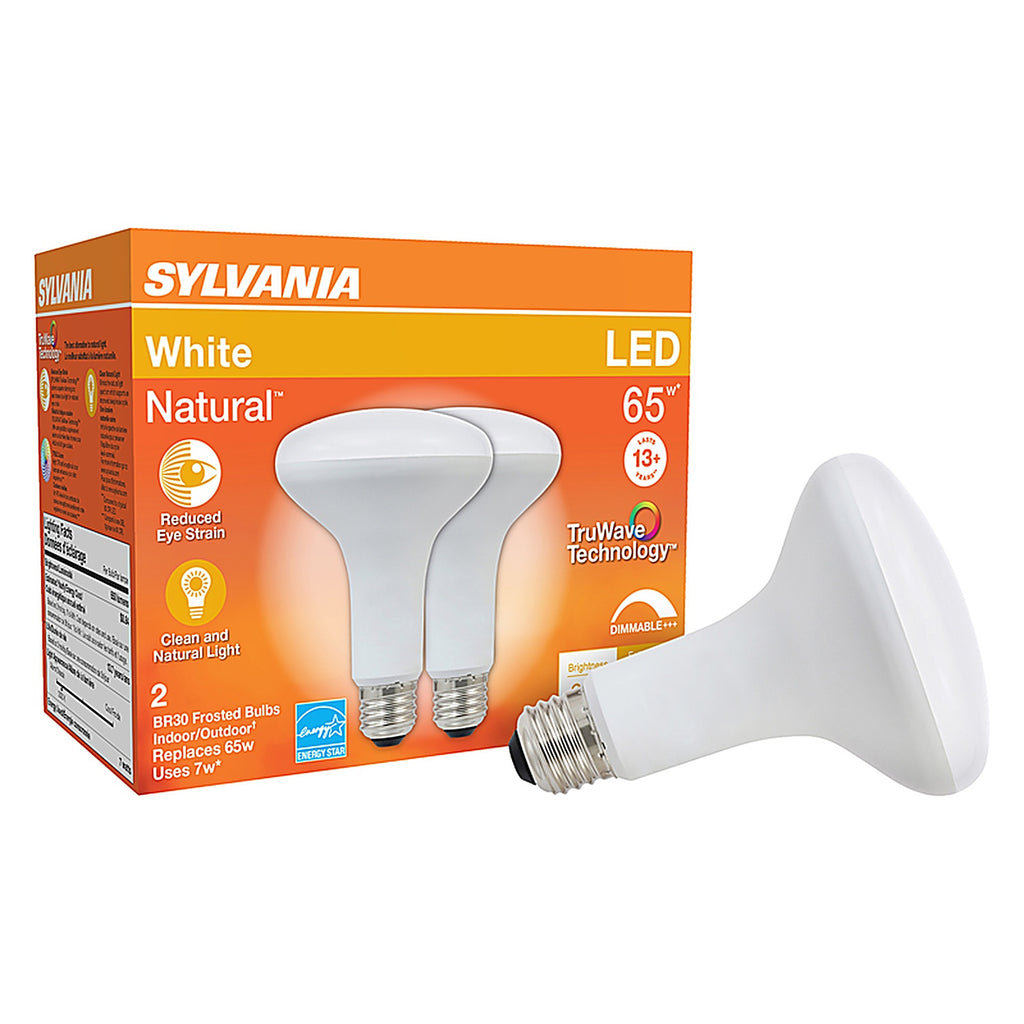 Sylvania 40831 Natural BR30 E26 (Medium) LED Floodlight Bulb Cool White 65 W 2 pk