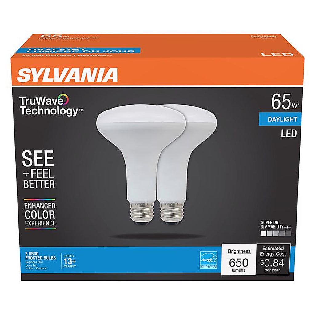 Sylvania 40730 Natural BR30 E26 (Medium) LED Floodlight Bulb Daylight 65 W 2 pk