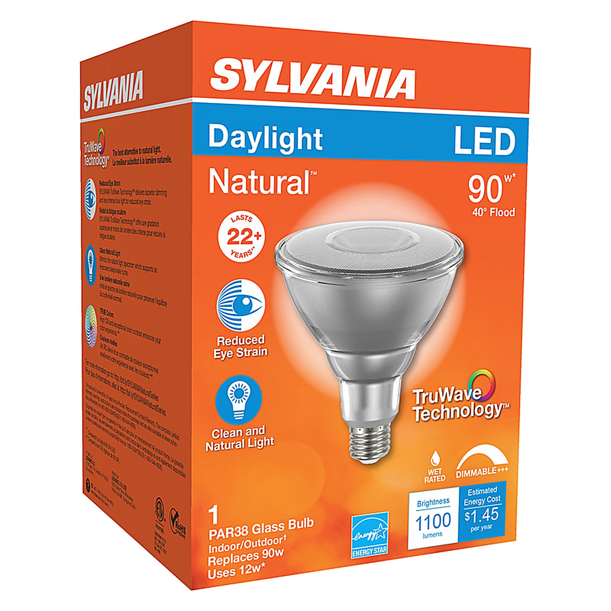 Sylvania 40902 Natural PAR38 E26 (Medium) LED Floodlight Bulb Daylight 90 W 1 pk